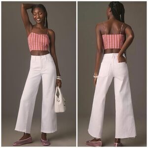 NWT Good American Jeans Good Waist Palazzo Crop Wide Leg in White Size 10/30